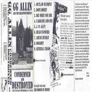 GG Allin & The Disappointments - Condemned And Destroyed download free GG Allin & The Disappointments - Condemned And Destroyed download mp3 flac